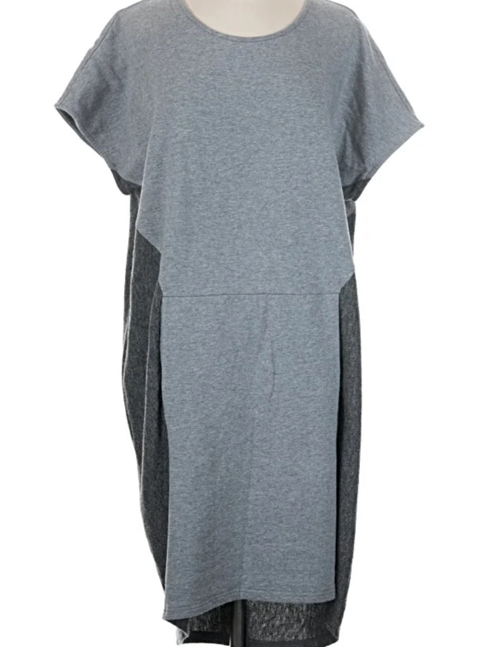 Garnet Hill Colorblock Slip Dress XS Gray Cap Sleeve Kangaroo Pocket Lagenlook